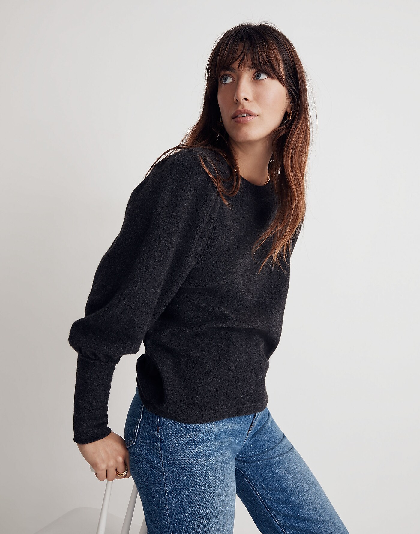 Brushed Puff-Sleeve Top