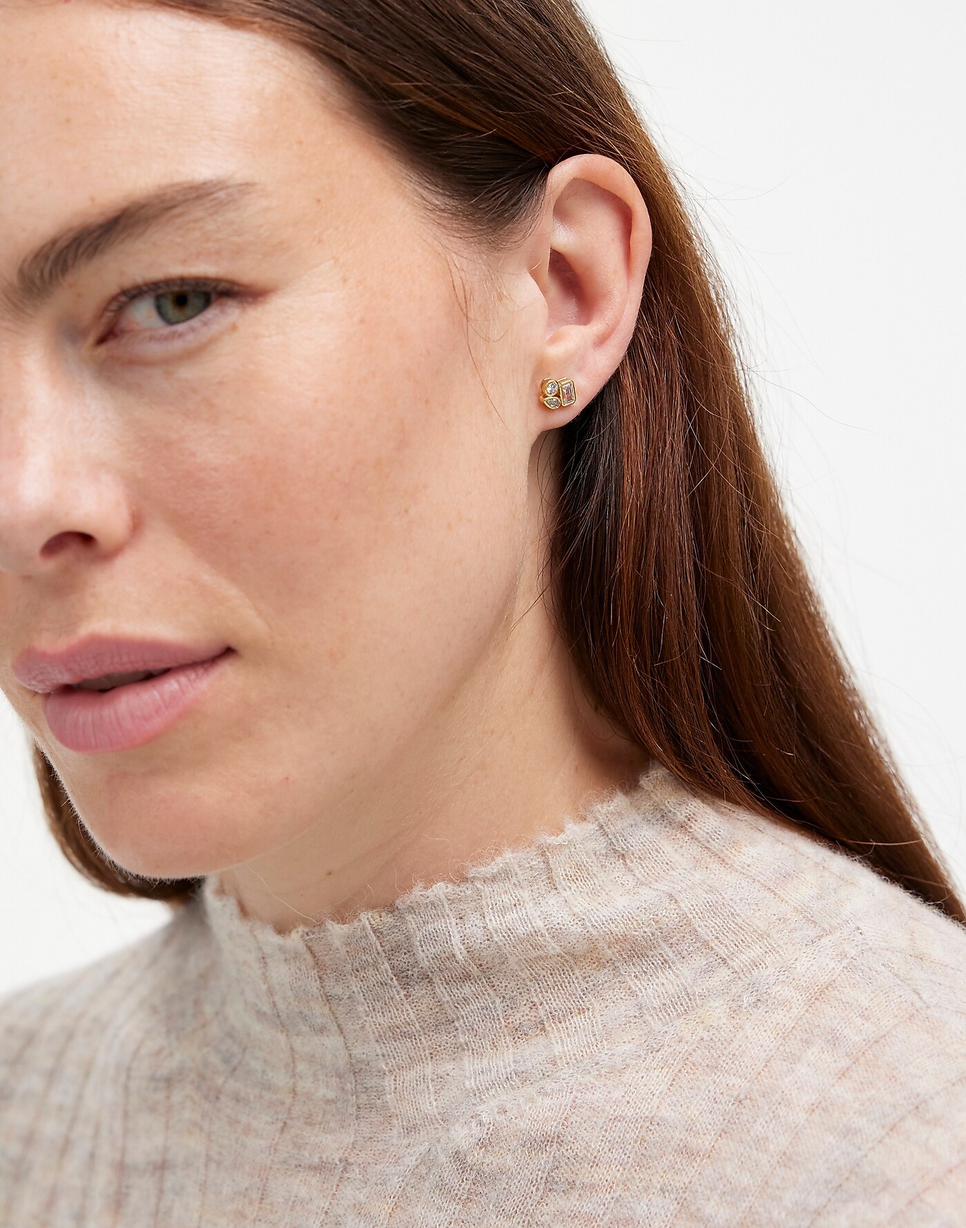 Mixed-Cut Crystal Cluster Stud Earrings