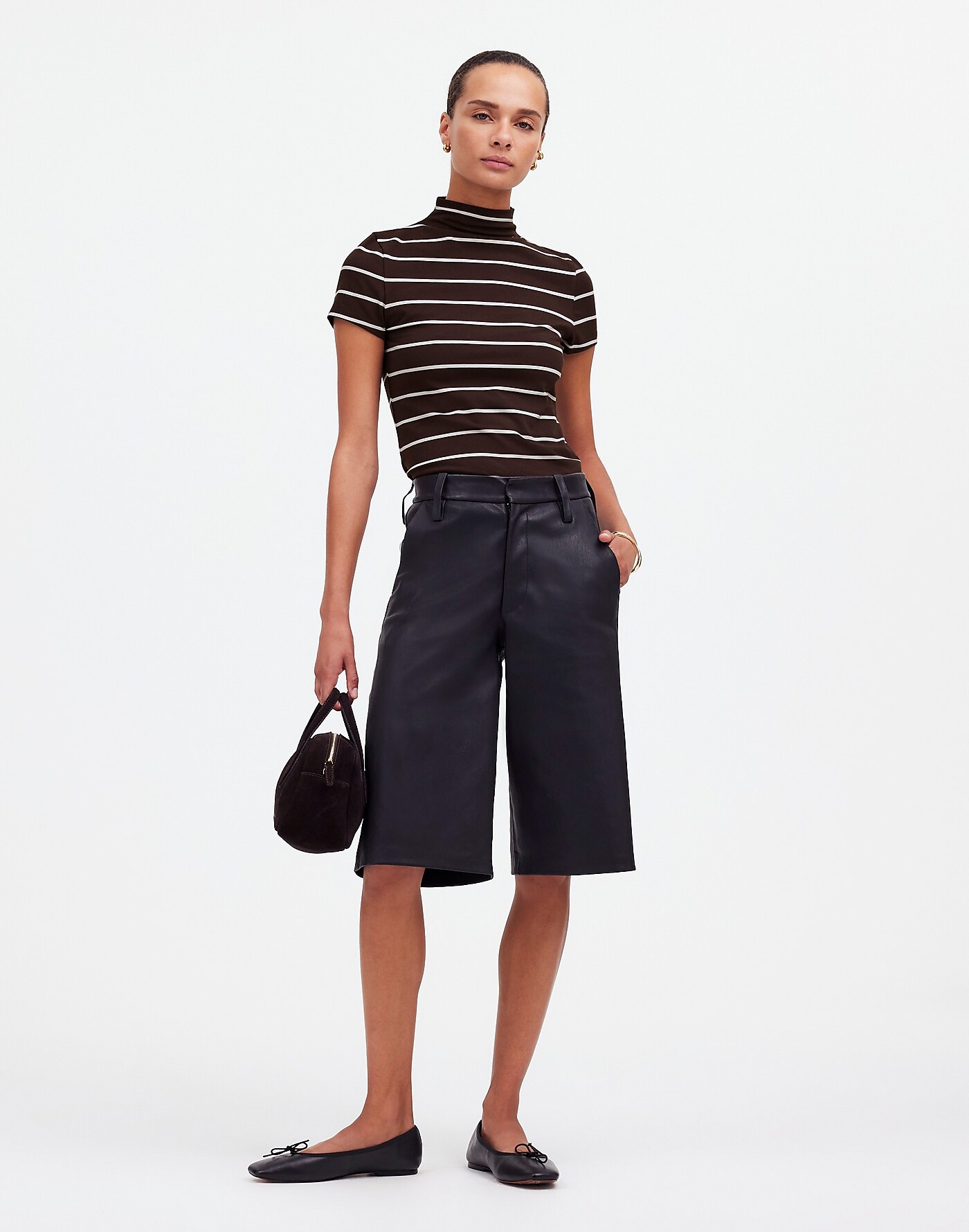 Short-Sleeve Mockneck Tee in Stripe
